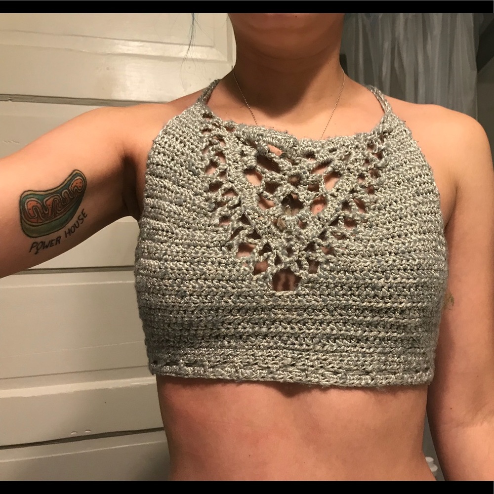 Handmade festival crochet crop top bralette